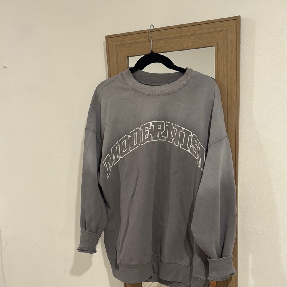 Divided Gray Crewneck Sweater Classic Style